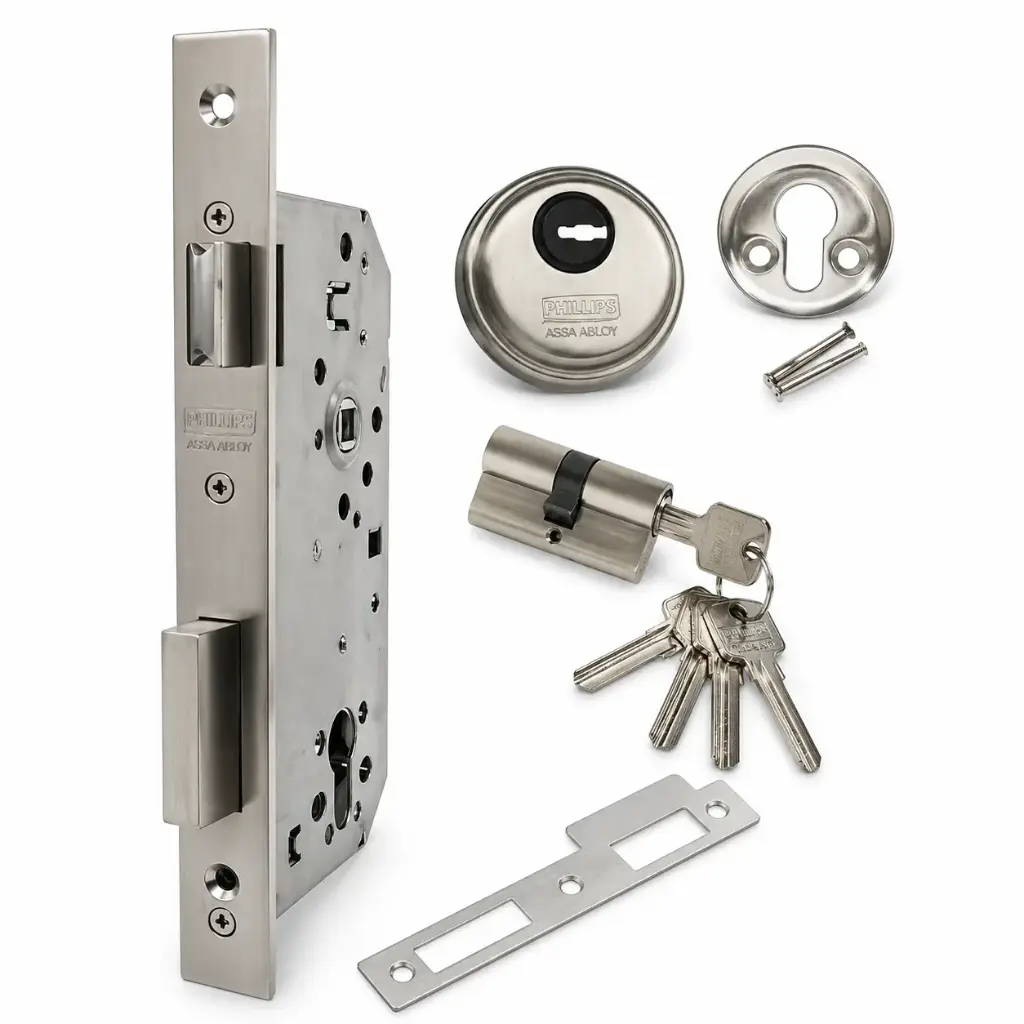 Cerradura Incrustar Entrada Principal 2130A Niquel 85x50mm C/T Feh