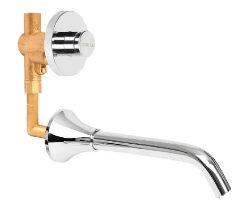 CONJUNTO VALVULA LAVAMANOS INSTITUCIONAL DE PUSH PARED  IL-PU04-211 GRICOL - INA