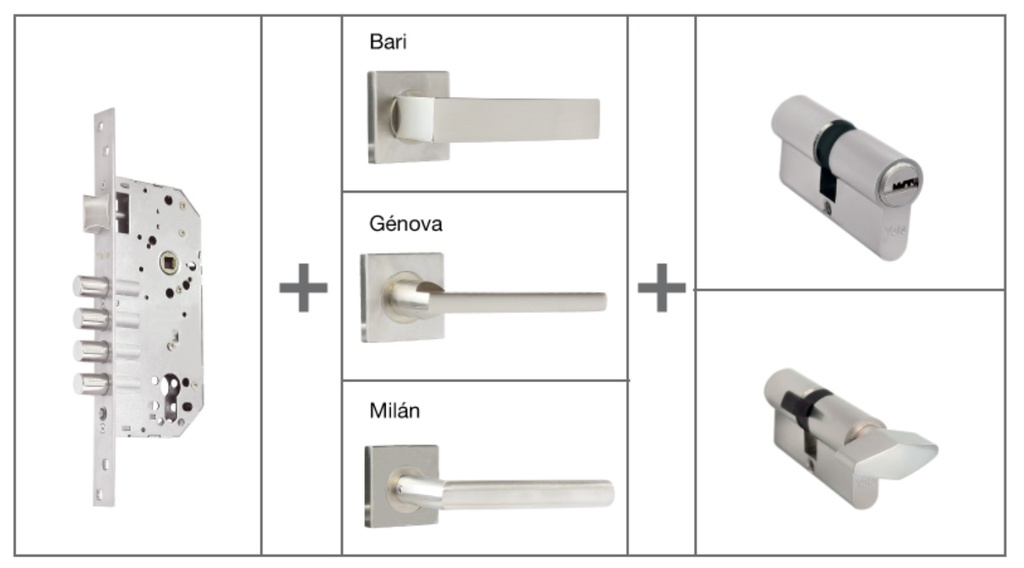 Combo Cerradura Embutir Manija con Roseta Yale
