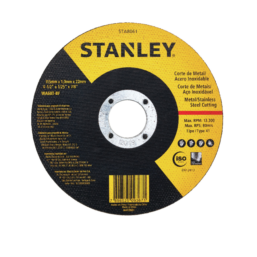 Disco Abrasivo Fino Corte Metal Stanley