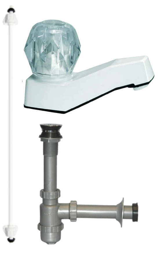 Combo llave lavamanos + grifería Rioplast