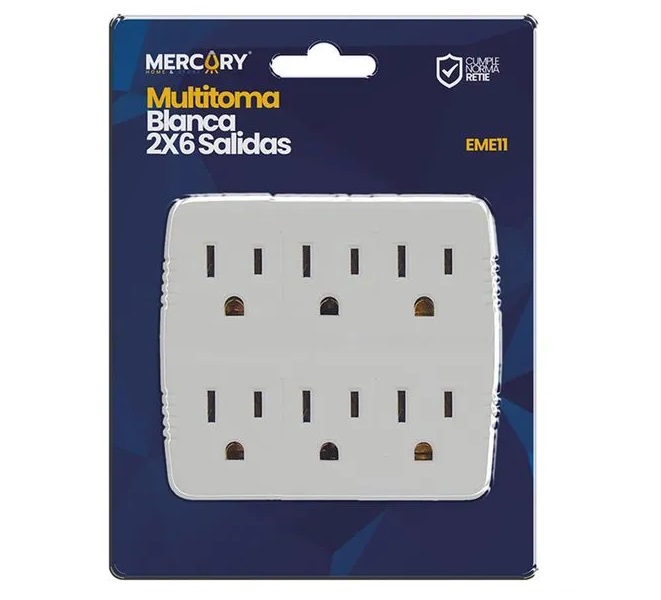 Multitoma Mercury Blanca 2x6 Salidas Blister Retie