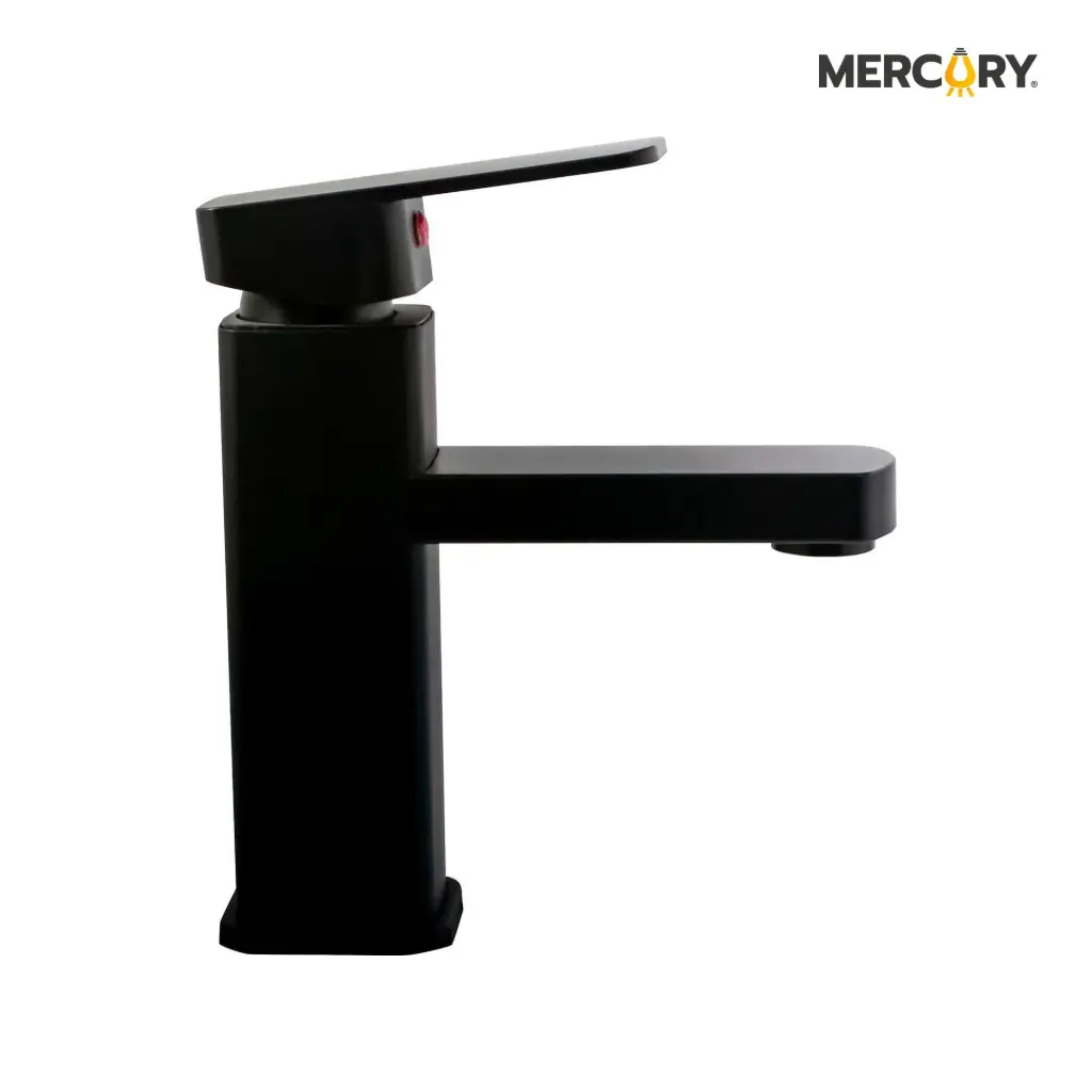 Llave Lavamanos Luxury Negro Mate Cuerpo Cuadrado Mercury