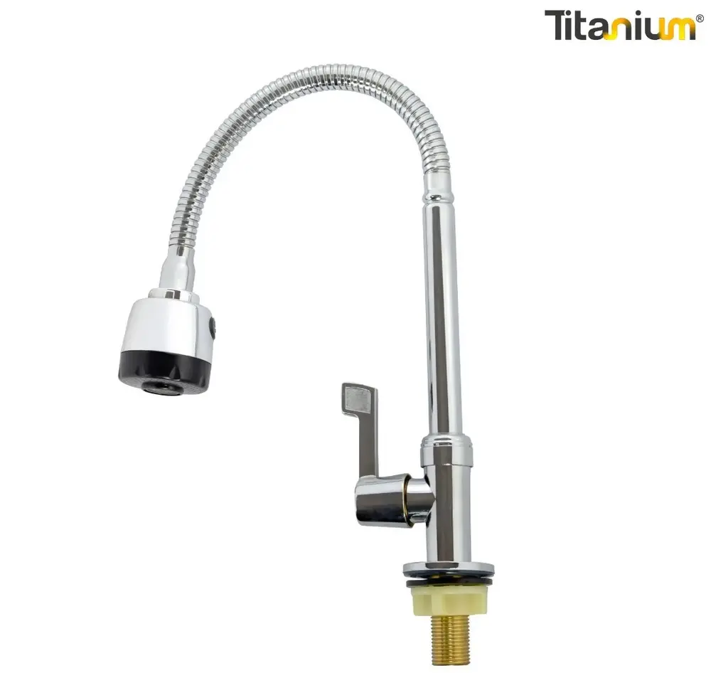 Llave Lavaplatos Móvil Mesa Flexible Cromada Titanium