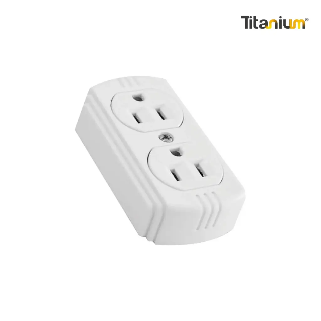 Toma Doble Sobreponer Titanium Blanca/Usa