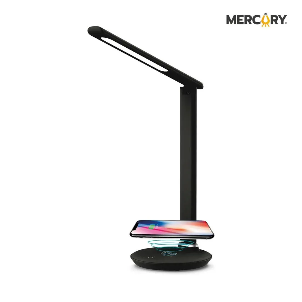 Lampara Led Escritorio Negro 5w Cct Carga Inalambrica Mod-08 Mercury