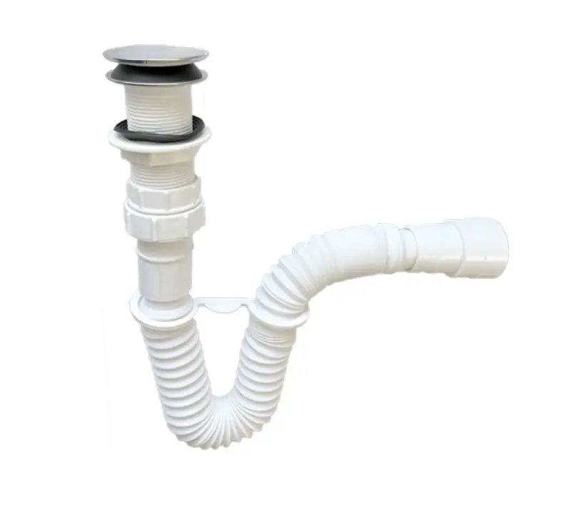 Sifon Flexible Lavamanos Con Desague Push Tapa Grande Fermetal