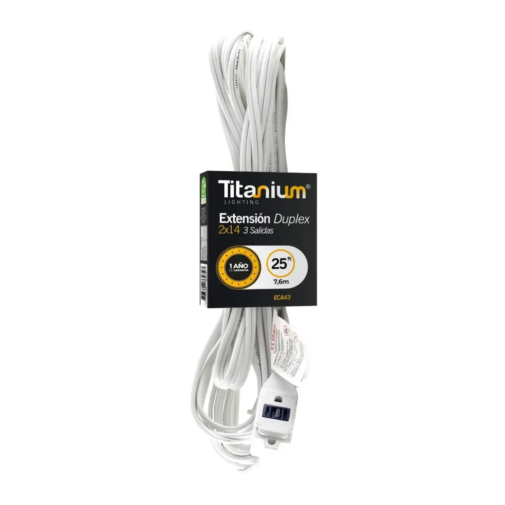 Extensión Electrica Duplex 2x14 Línea Hogar Titanium