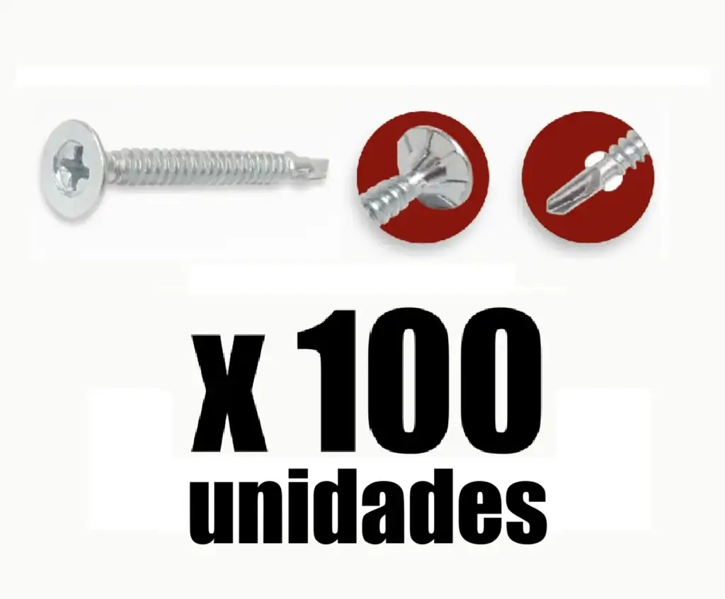 Tornillo Avellanado Nervado Zinc Punta Broca #6-1 x 100 Und