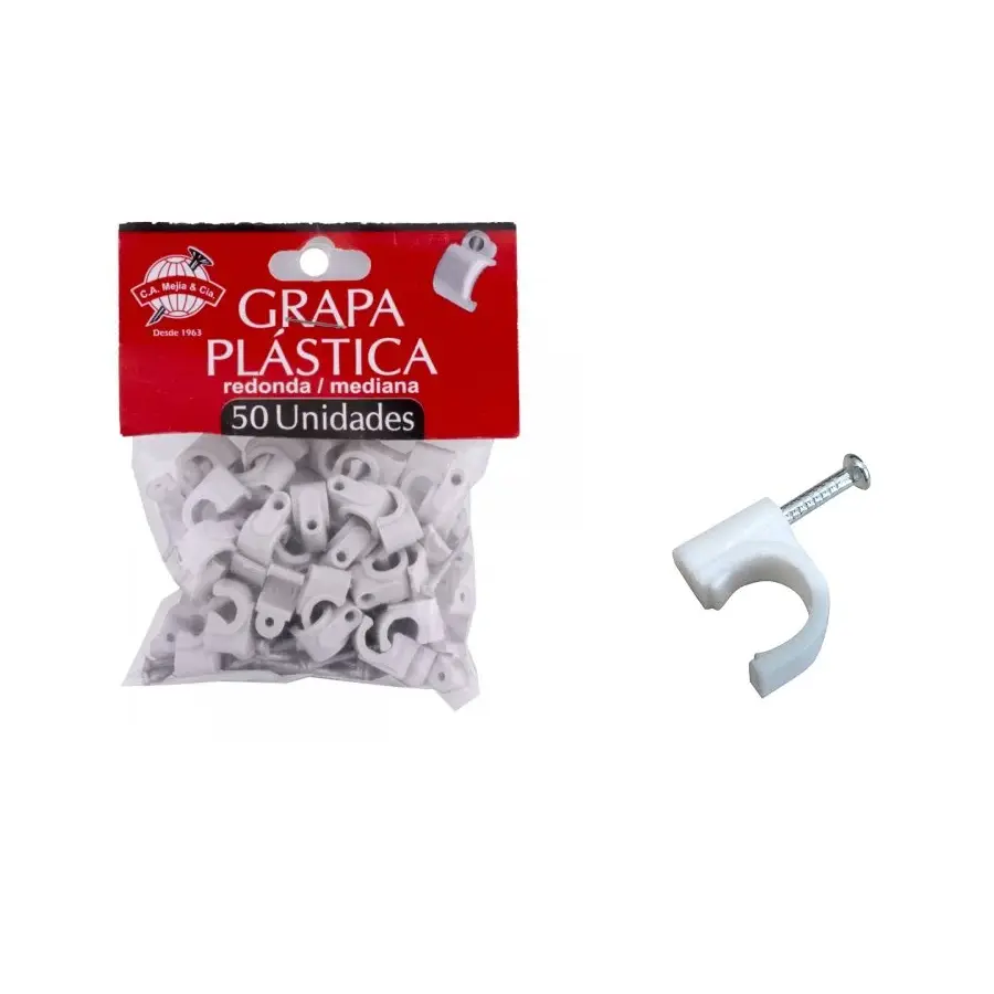 Grapa Plastica Cable Redonda #9 Ca Mejia