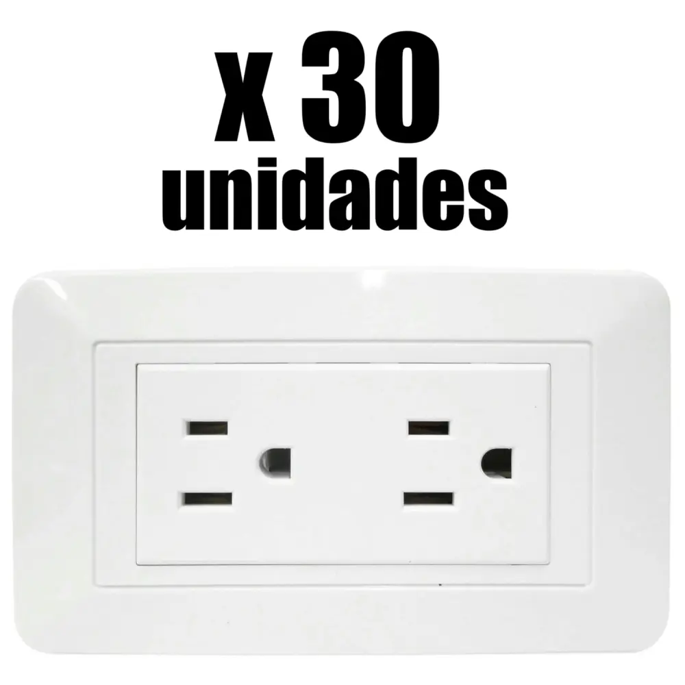 Toma Doble Polo Tierra Blanco Elite x 30u