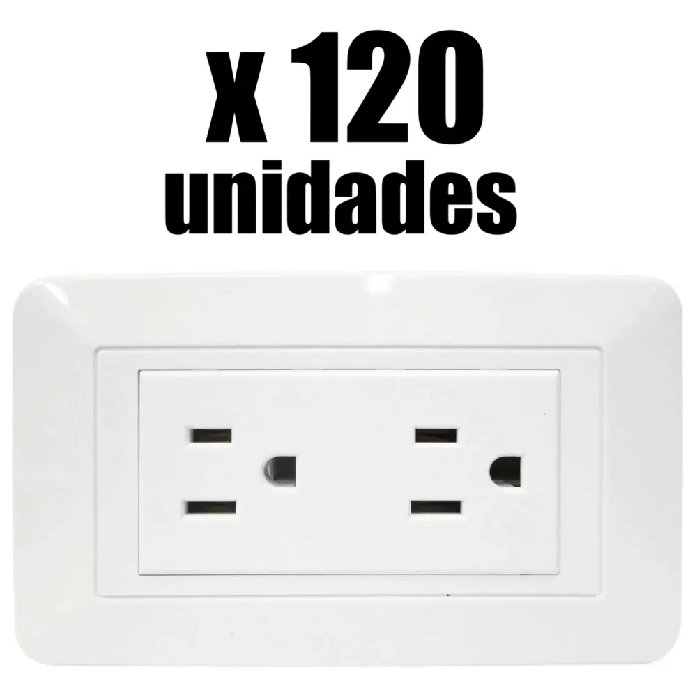 Toma Doble Polo Tierra Blanco Elite x 120u