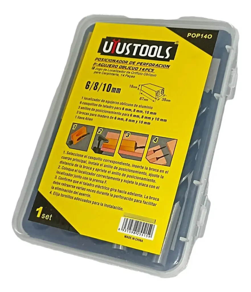 Posicionador De Perforacion P/Agujero Oblicuo 14pcs Uyustools