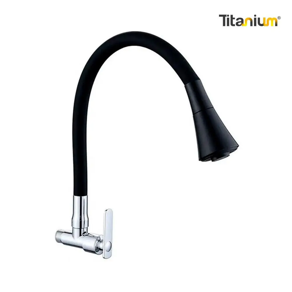 Llave Lavaplatos Mesa Titanium Teflon Negro Salida B