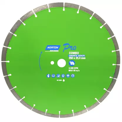 Disco Diamantado 14" Segmentado Pro 350x25.4 Concreto/Asfalto Norton