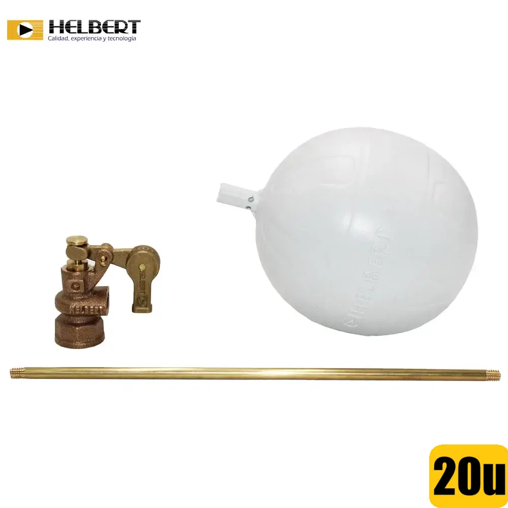 Valvula Flotadora Laton Con Bola Plastica Y Varilla Helbert x 20 Und