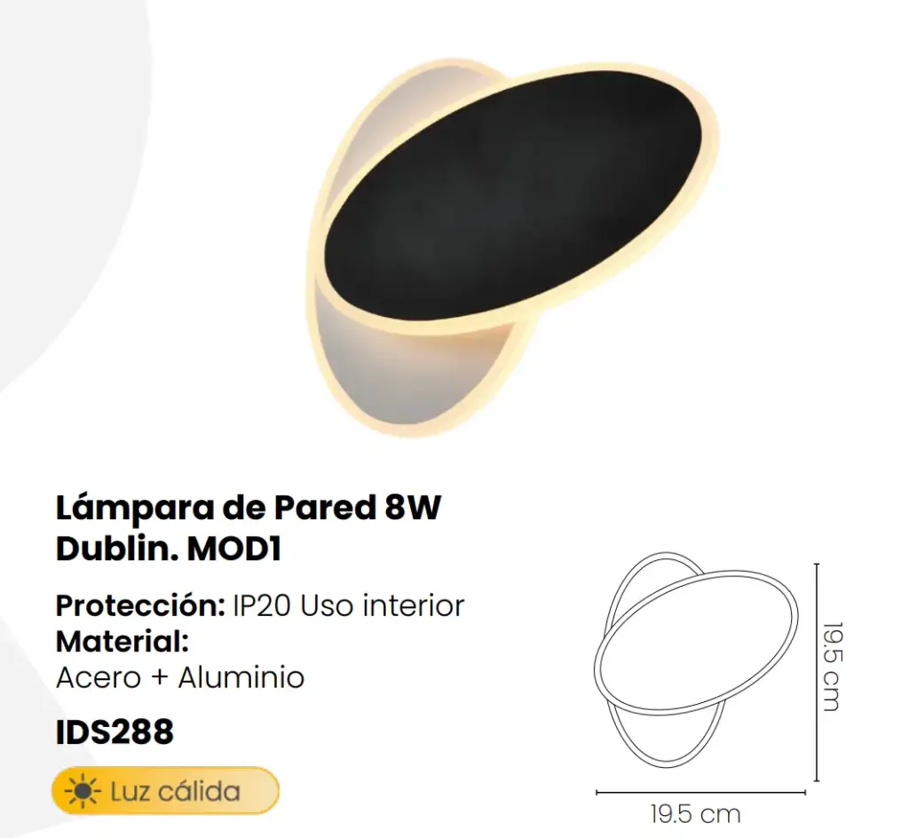 Lampara De Pared 8w Dublin Mod1 Mercury