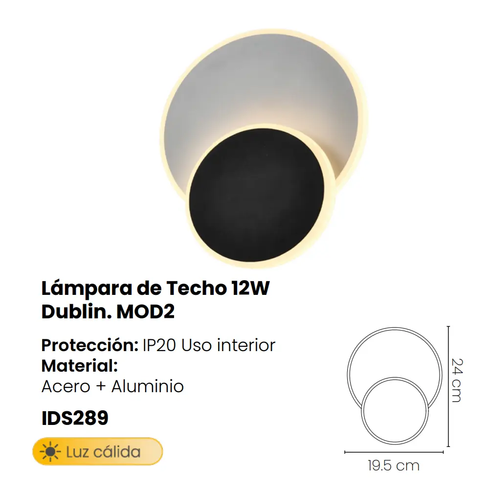 Lampara De Pared 12w Dublin Mod2 Mercury