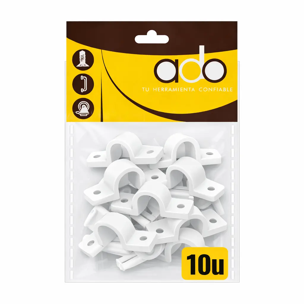 Grapa Tubo Plastica Blanca Doble Ala Pack 10u