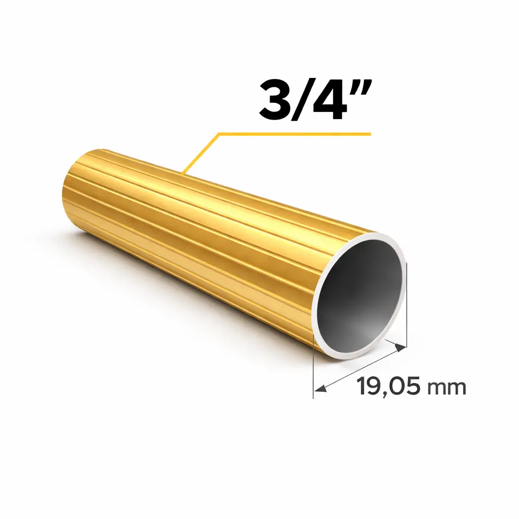 Tubo Cortinero Ranurado Dorado 3/4"