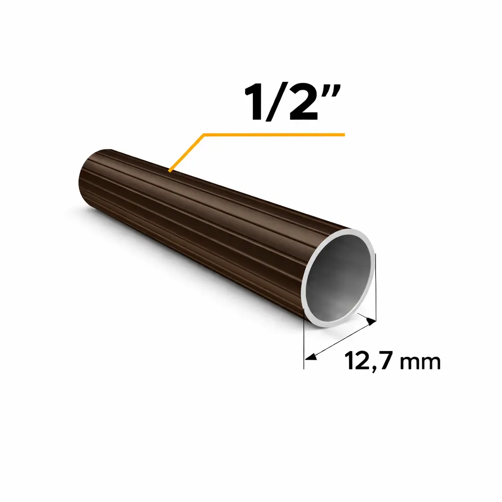 Tubo Cortinero Ranurado Cafe 1/2"