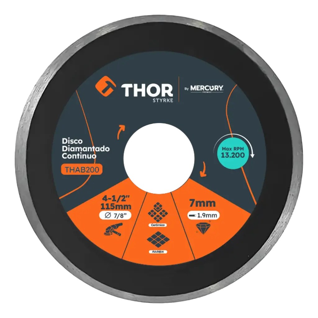 Disco Diamantado Continuo 4 1/2" X 7/8" Thor