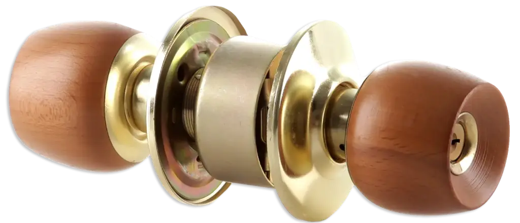 Cerradura Alcoba Cilíndrica Bronce Pomo Madera Clara Thor