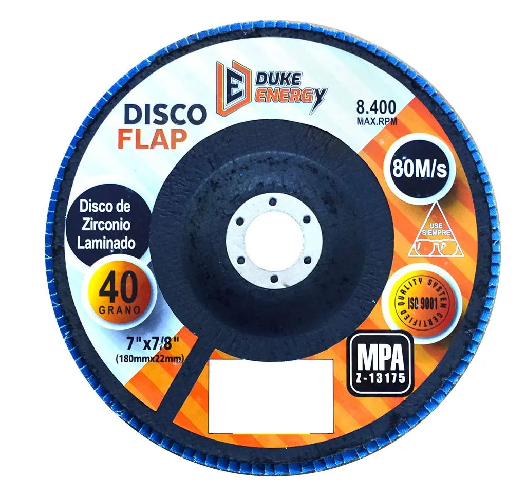 Disco Flap Duke Energy 7 Zirconio 180mm X 22mm
