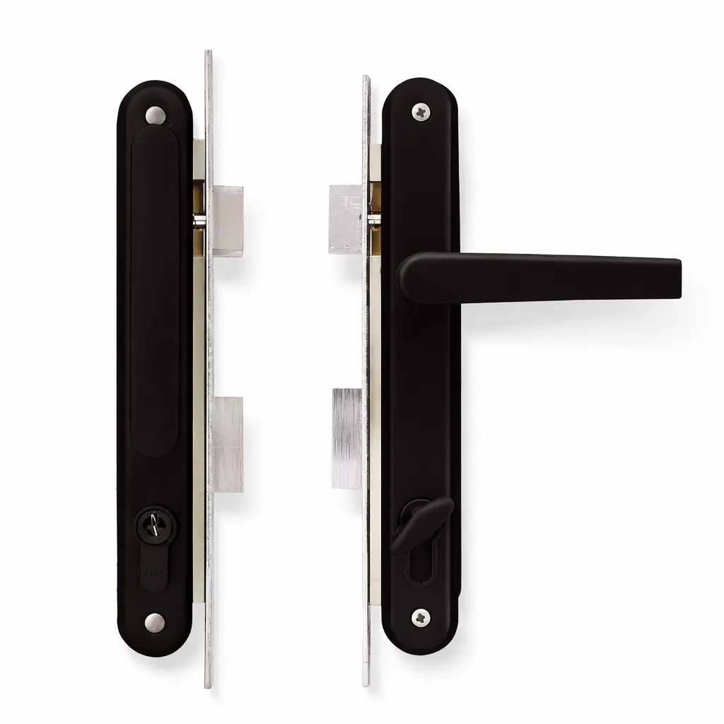 Cerradura Embutir Manija E35 Clásica Negro Exterior Llave/Llave Yale