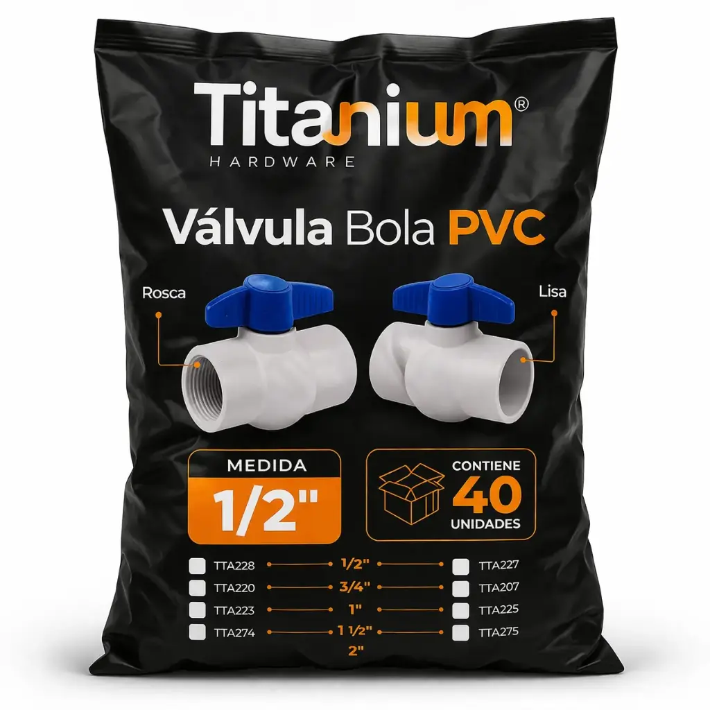 Valvula Bola Pvc Titanium Lisa Bolsa