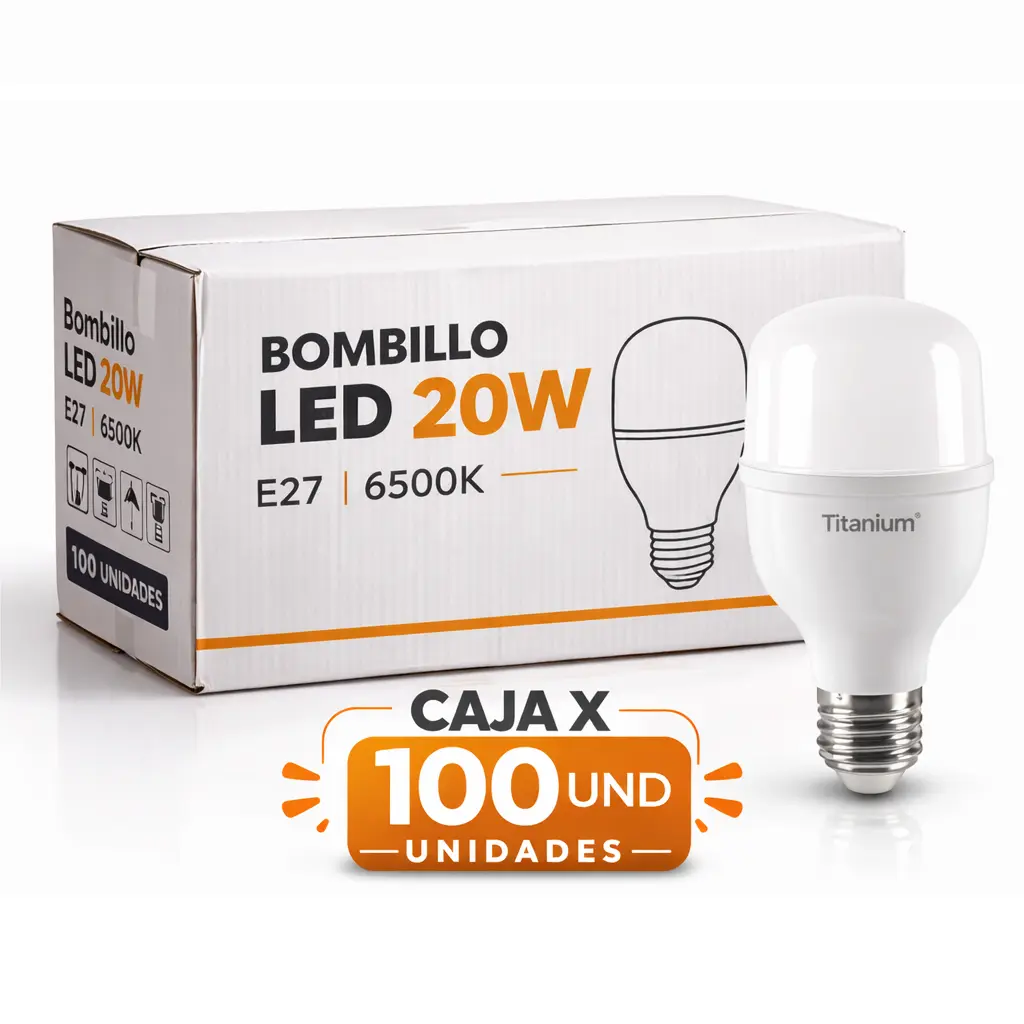 Bombillo Led Alta Potencia Titanium E27 6500k Caja