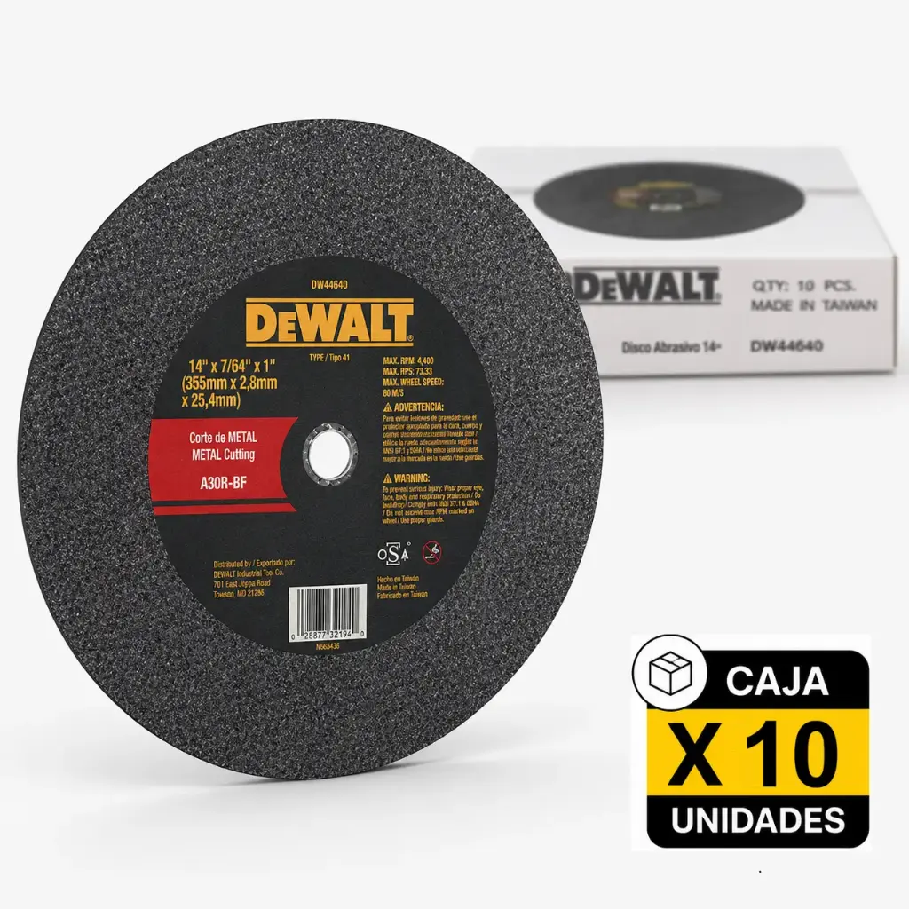Disco Abrasivo De Corte 14" Dewalt Caja X 10u