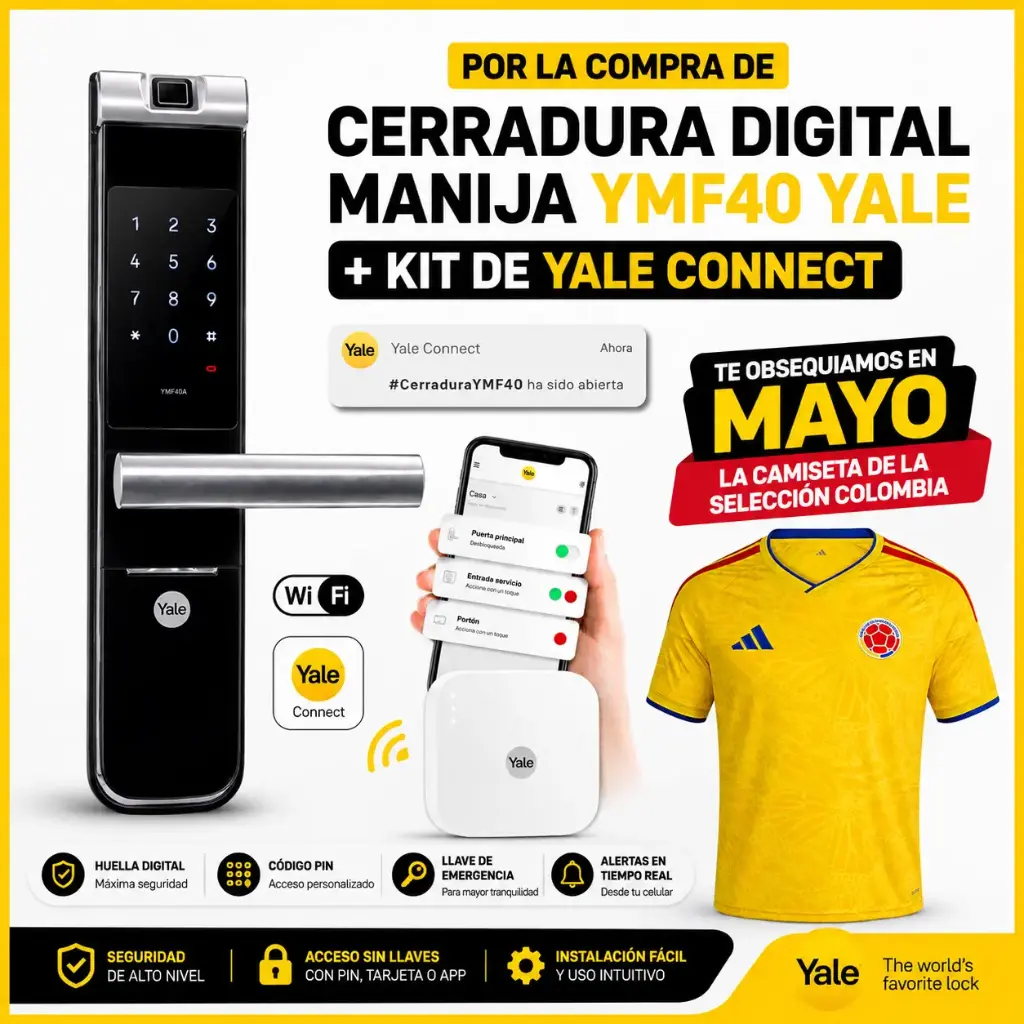 Cerradura Digital Manija YMF40 Yale + Kit de Yale Connect +