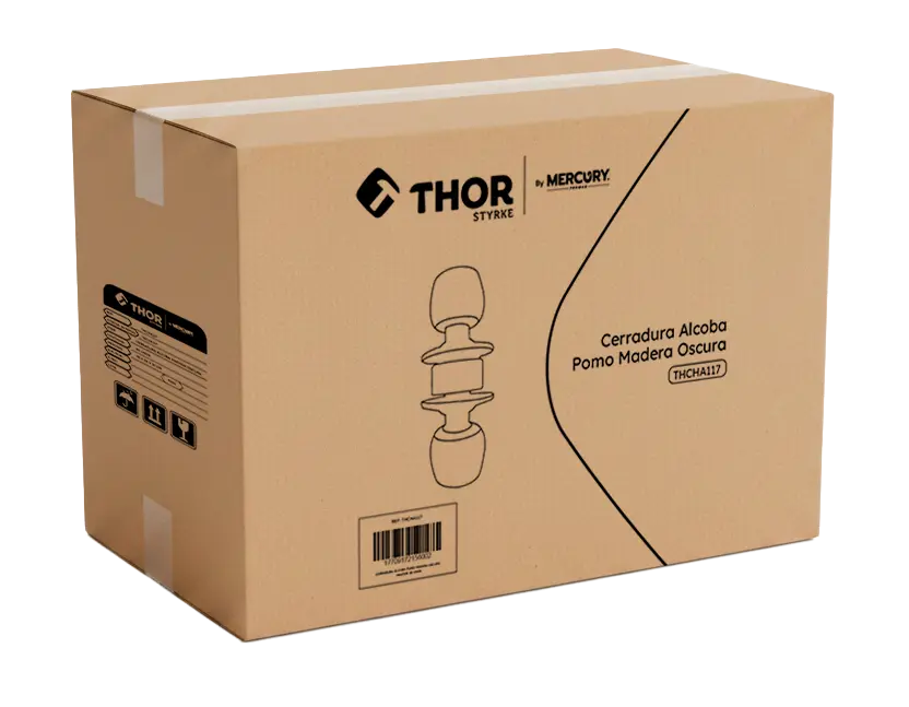 Cerradura Alcoba Cilíndrica Bronce Pomo Madera Oscura Thor Caja X 30u
