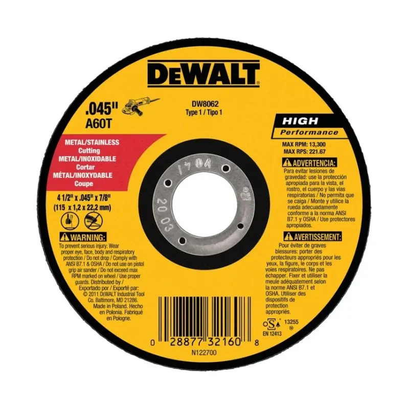 Disco Abrasivo Fino Corte Metal Dewalt