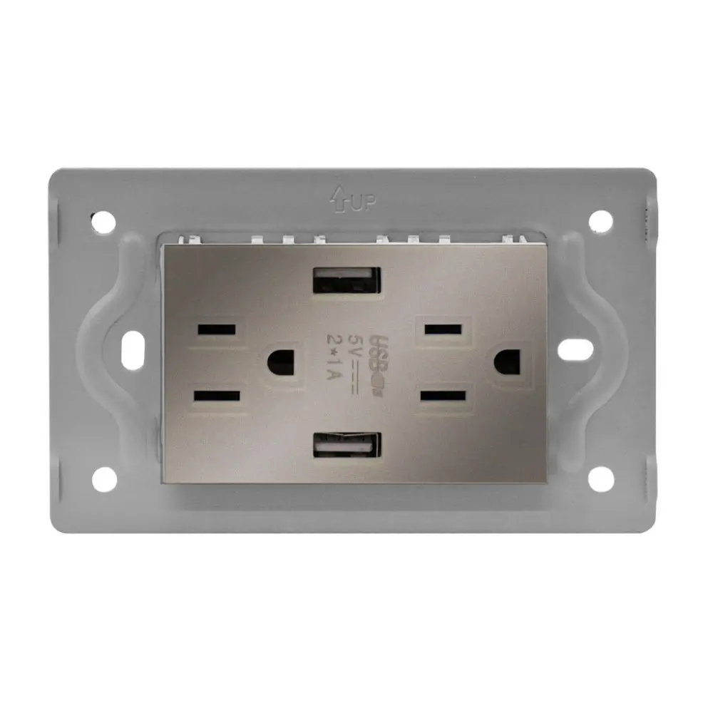 Toma Doble + 2 Usb Luxor Intercambiable Sin Tapa Duke Energy