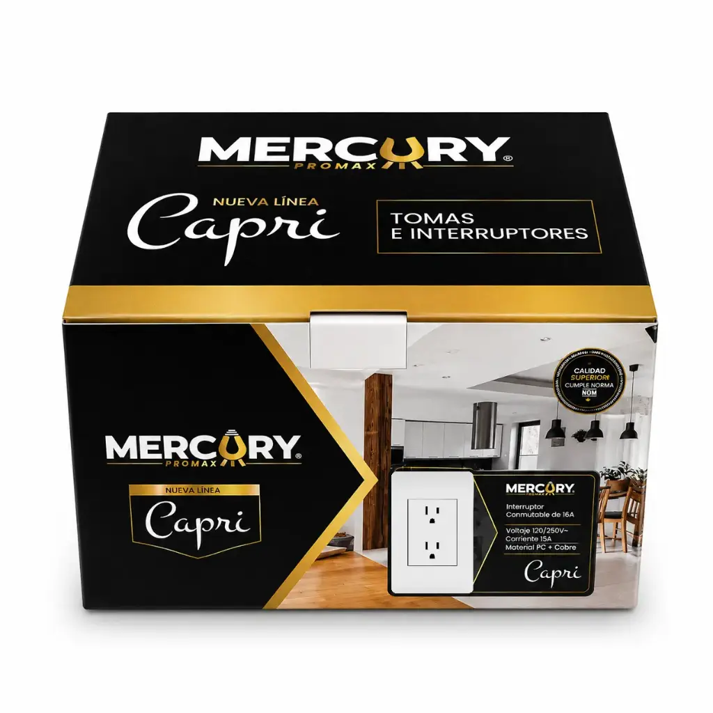 Toma Doble Mercury Blanco Capri Caja 10u