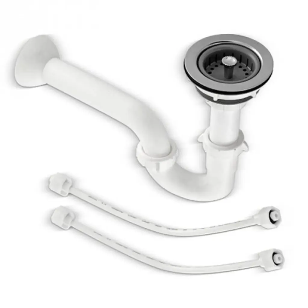 Kit Sifón P Blanco + Canasta 4" Inox Plast + Filtro Ital Plast + Malla + 2 Conects Lvp De 40cm Gricol