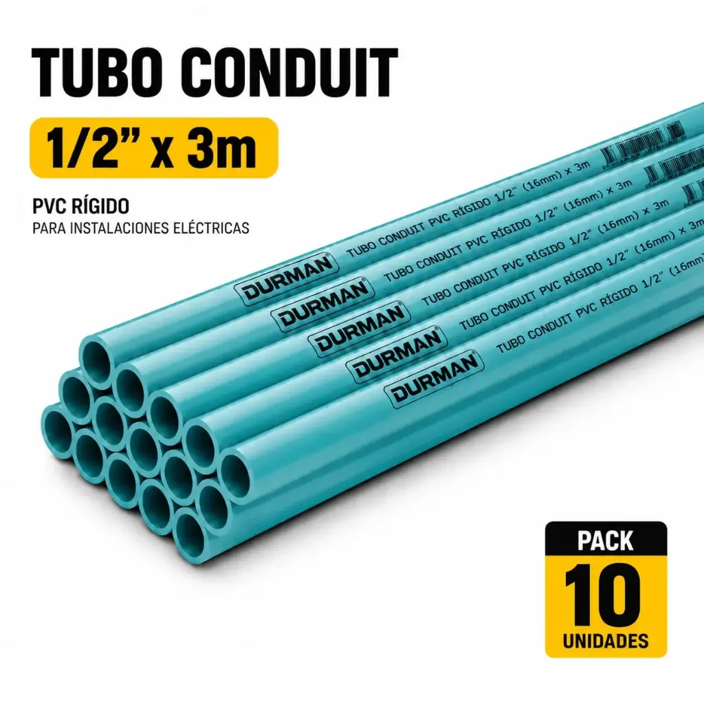 Tubo Conduit Pvc Durman 1/2 x 3m Pack