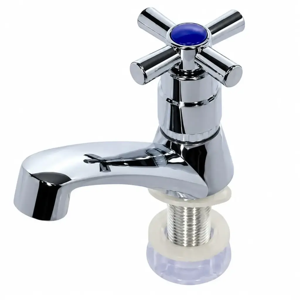 Llave Sencilla Lavamanos Cruz Plástica Cromo Valqua