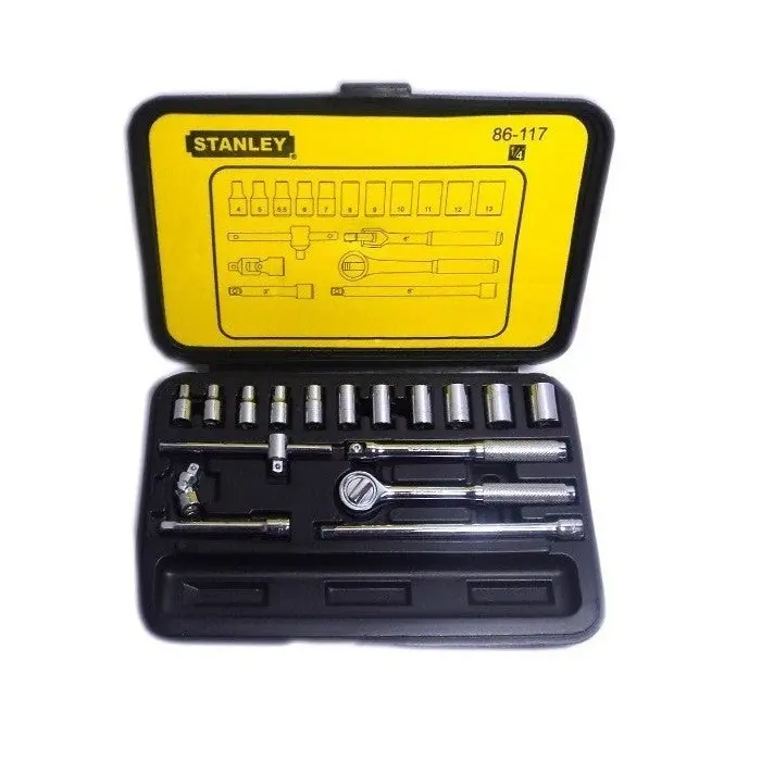 Juego De Dados Métrico 6Pts Mando 1/4" 18 Piezas Stanley 86-117