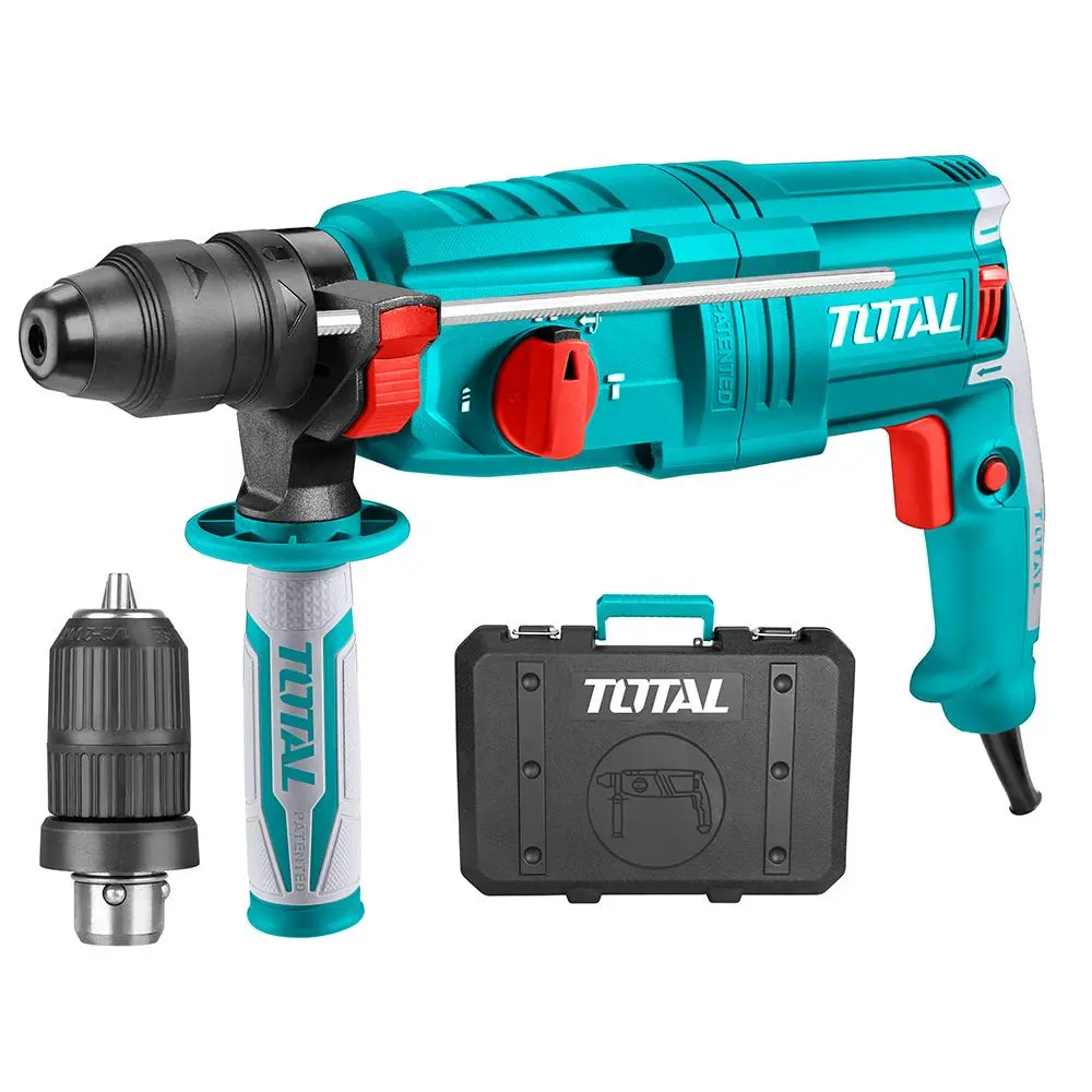 Rotomartillo SDS Plus 800w + Brocas + Cinceles + Mandril Total Tools 