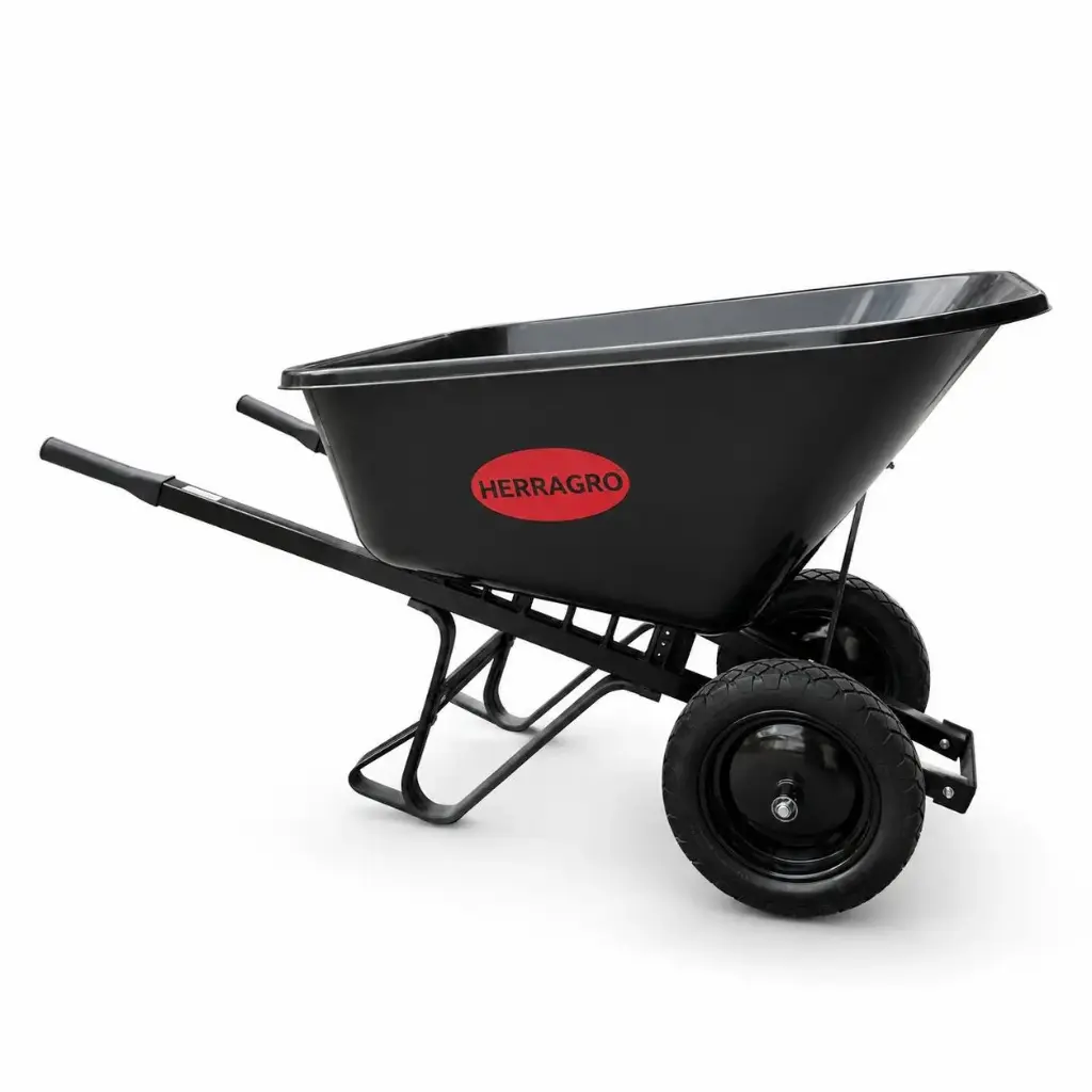 Carreta 220 Litros Chasis Met/Cuad Platon Plastico Negro Llanta Antipinchazo Herragro
