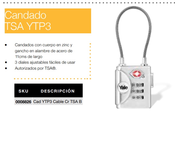 Candado Combinación YTP3  Yale