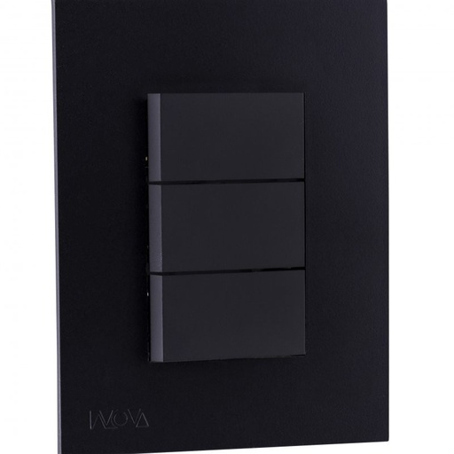 [PT144416NM - Liq] INTERRUPTOR TRIPLE 10A/127V NOVA NEGRO MATE [Especial]