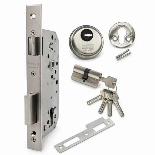 [6216] Cerradura Incrustar Entrada Principal 2130A Niquel 85x50mm C/T Feh