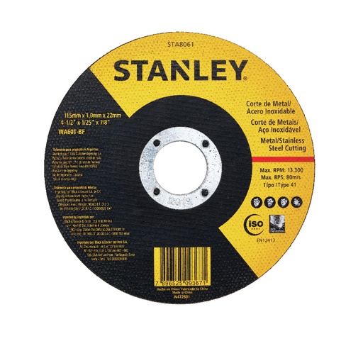 Disco Abrasivo Fino Corte Metal Stanley