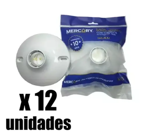 [ECA73-12] Plafon Policarbonato E27 Premium Con Tornillos Mercury x 12u
