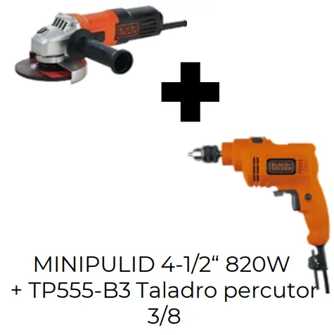 [G720-B3AC] Combo Pulidora G720-B3 + Taladro TP555-B3 Black & Decker