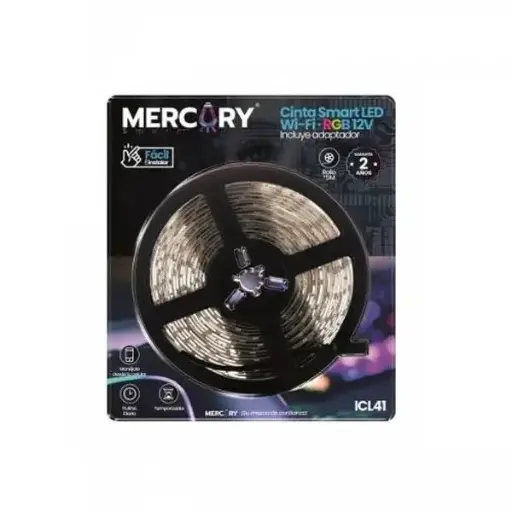 [ICL42] Cinta Smart Led Wifi RGB + CCT 12v Rollo x 5m + Kit 110v Mercury
